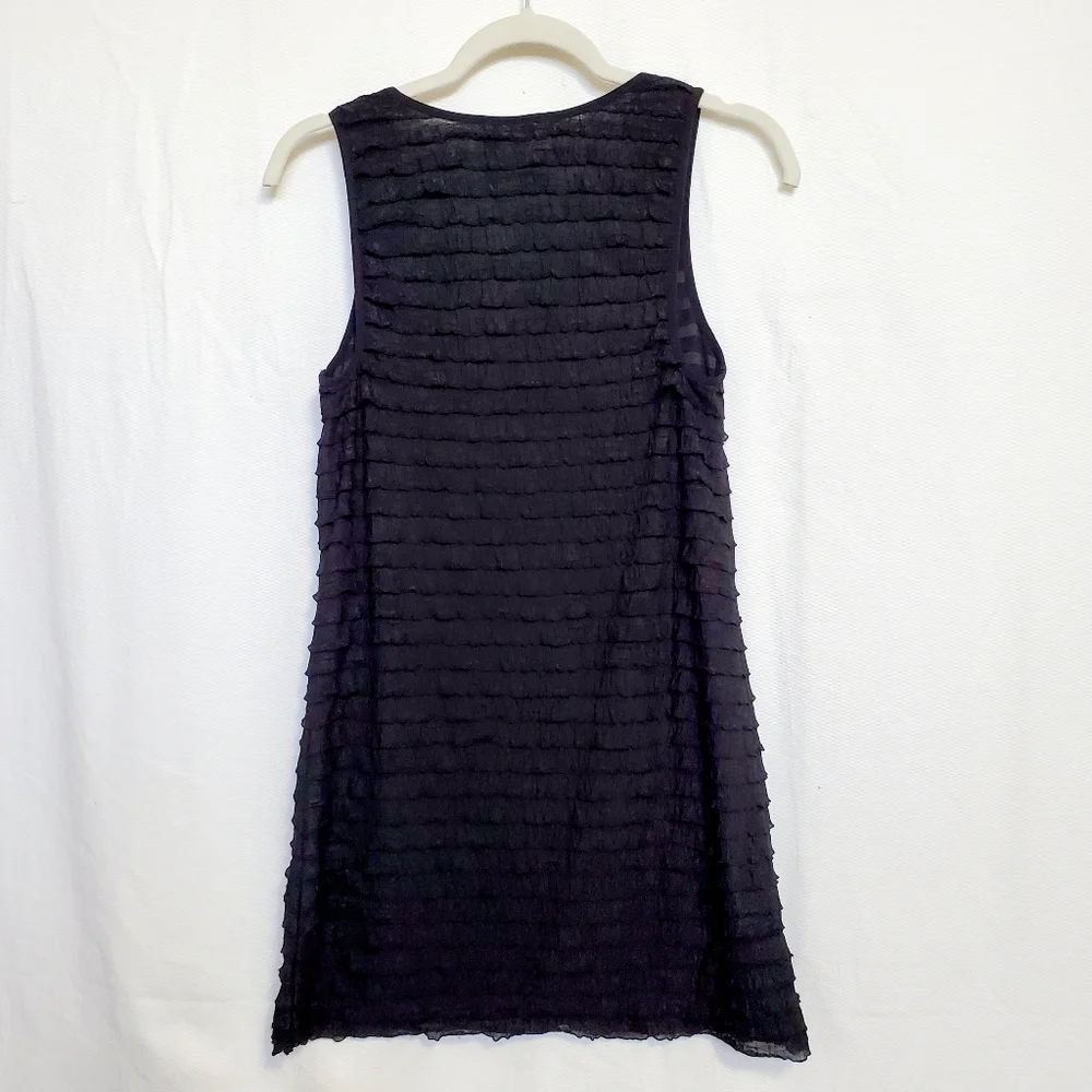 Free People Patra Mesh Ruffled  Black Sleeveless Mini Dress Small